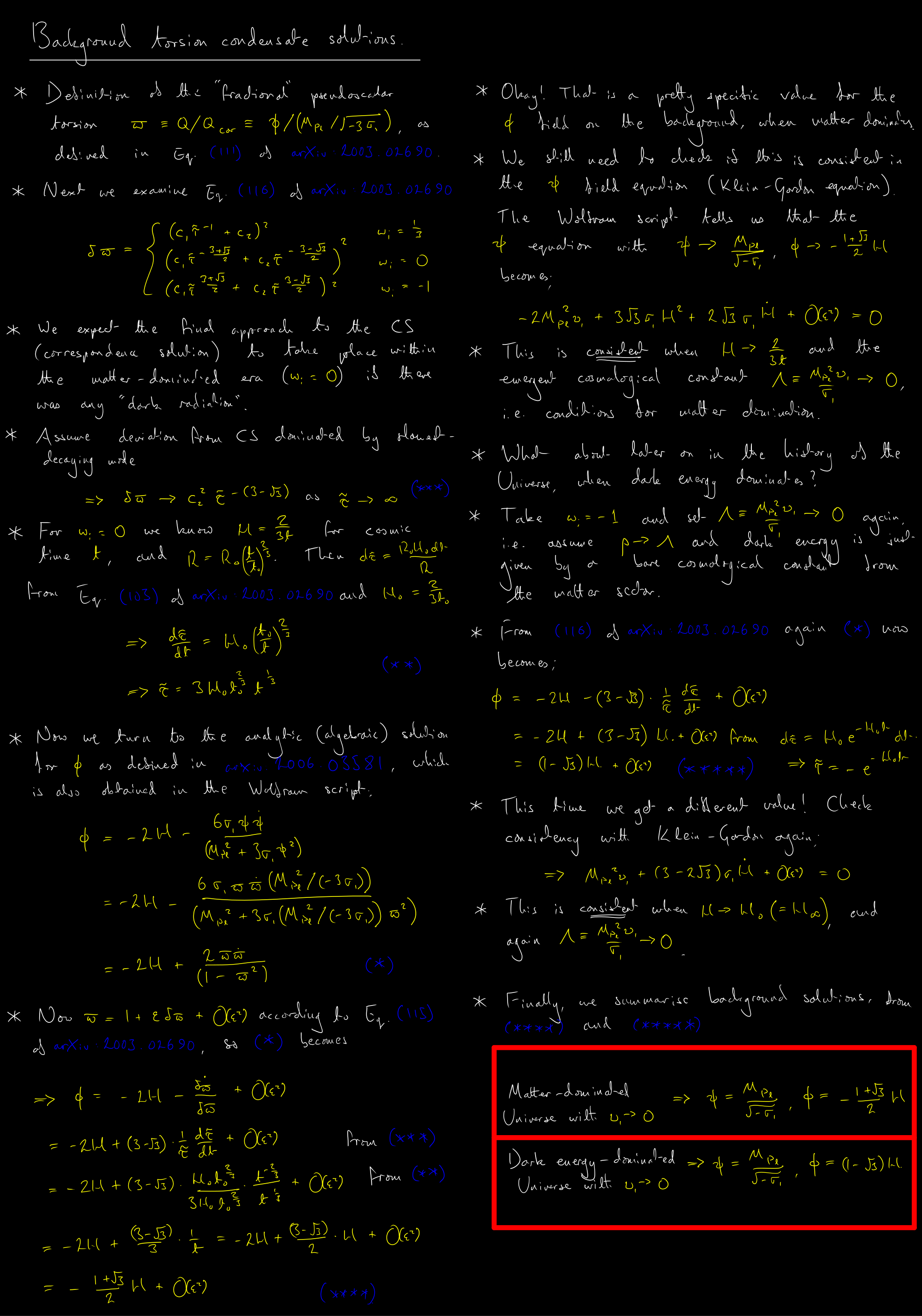 Supervision notes on the torsion condensate - hover to enlarge