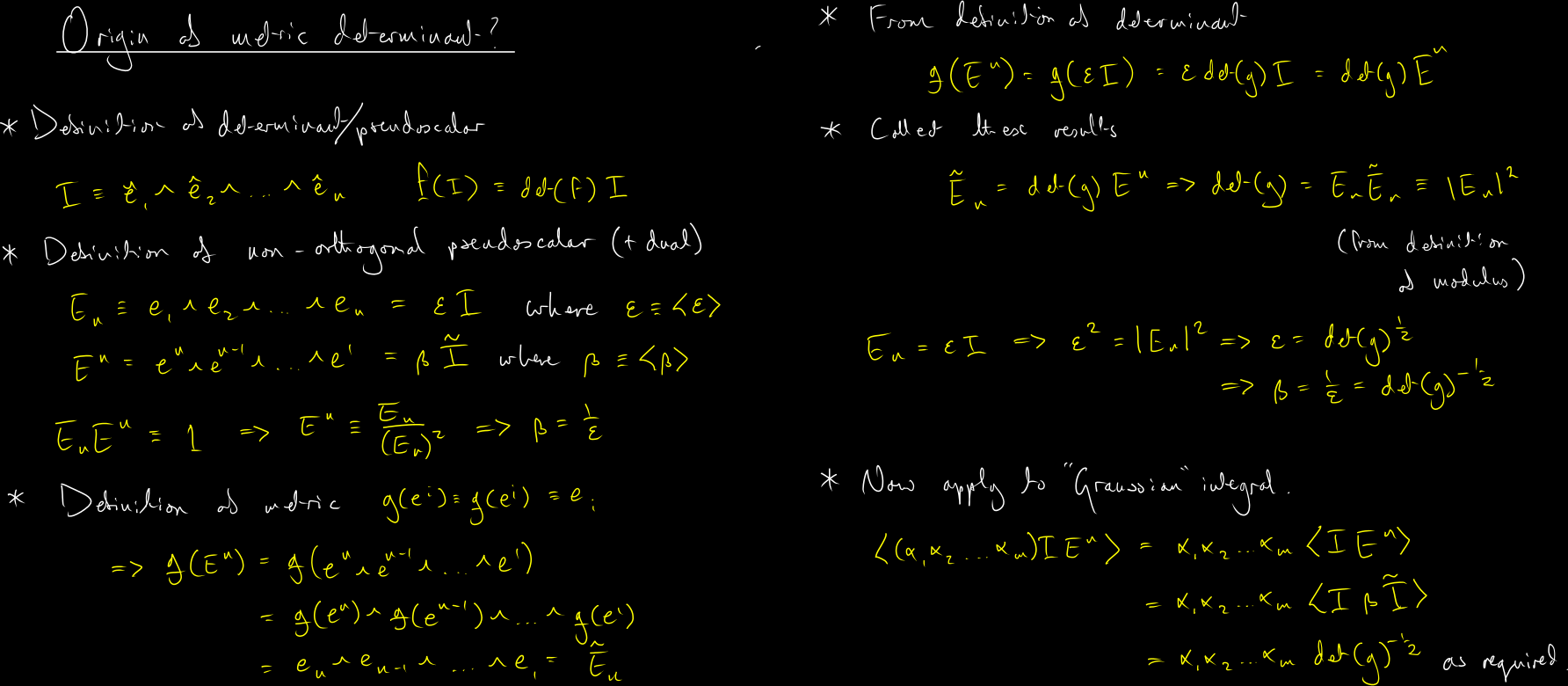Supervision notes on the Graussian integral - hover to enlarge