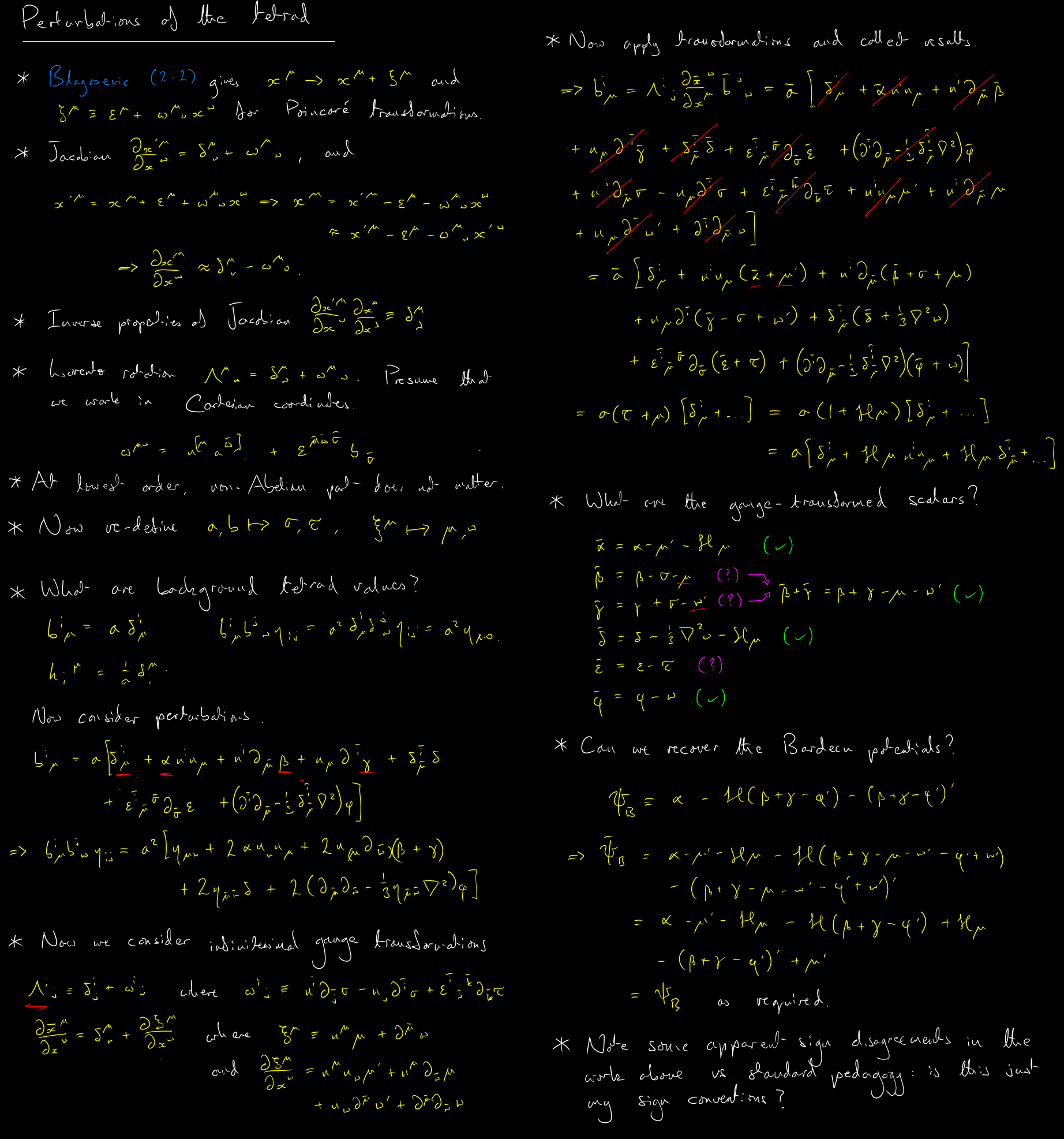 Supervision notes on the Bardeen potentials - hover to enlarge