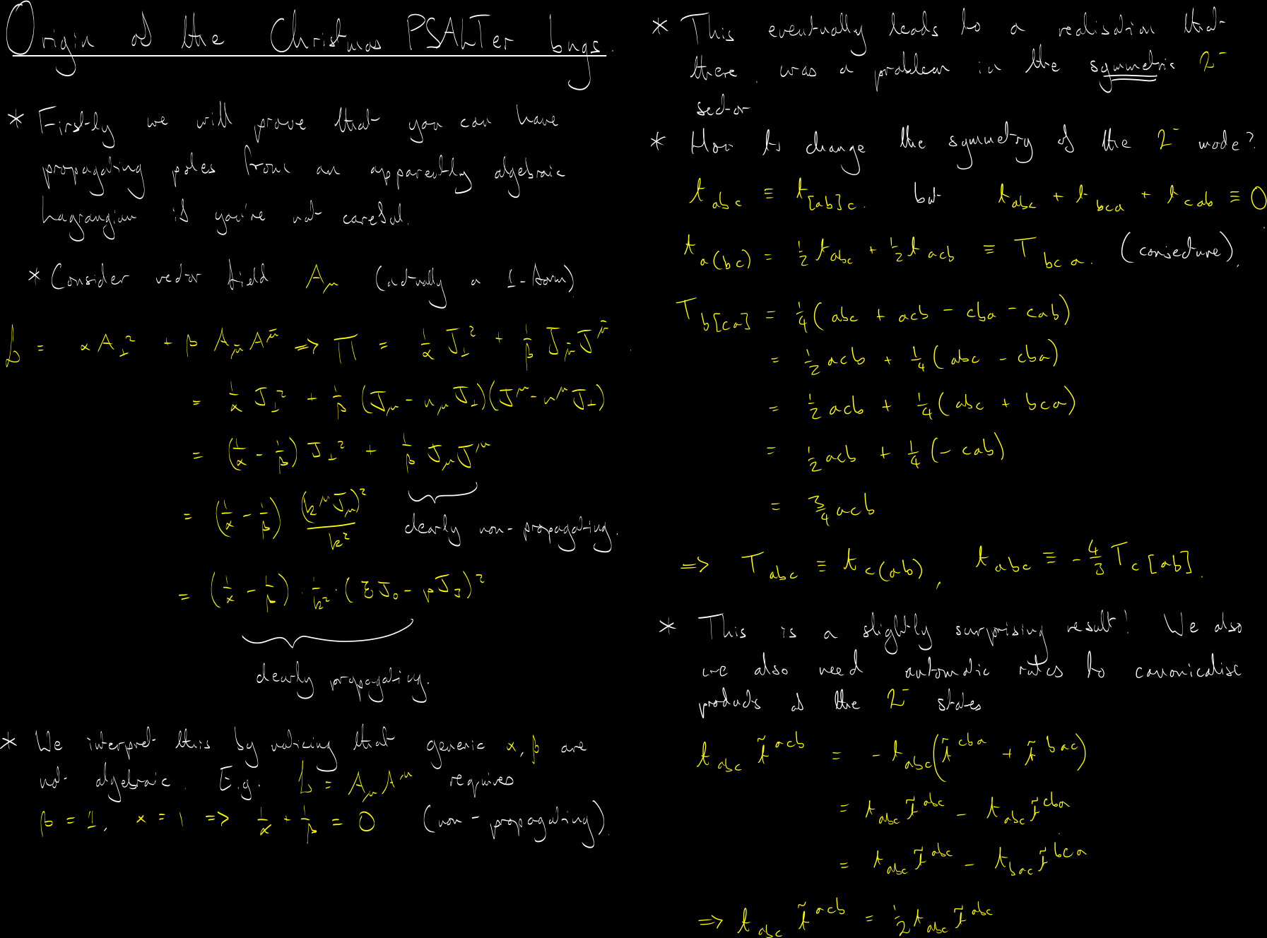 Blackboard notes on PSALTer software bugs - hover to enlarge