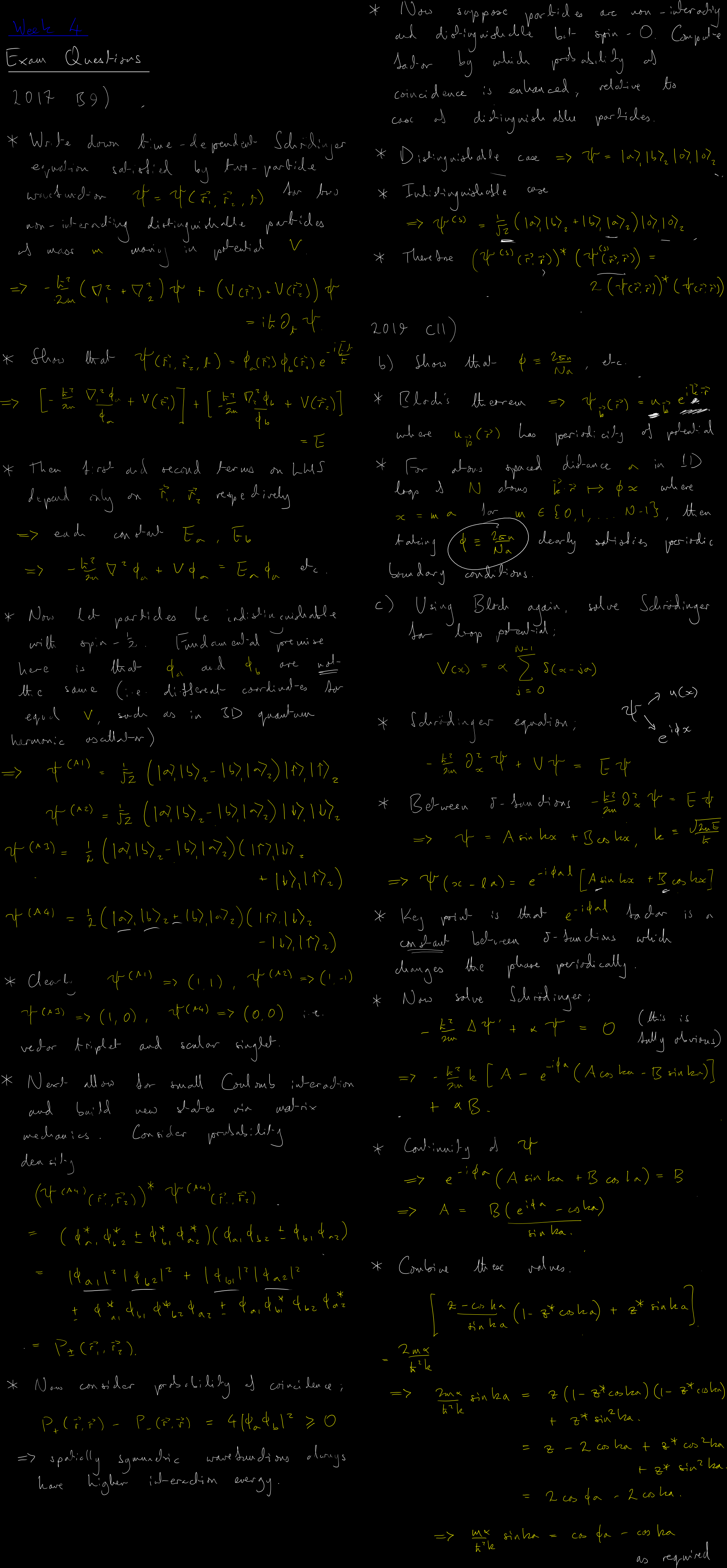Exam questions - hover to enlarge Exam questions on Bloch ansatz and exchange symmetry - hover to enlarge
