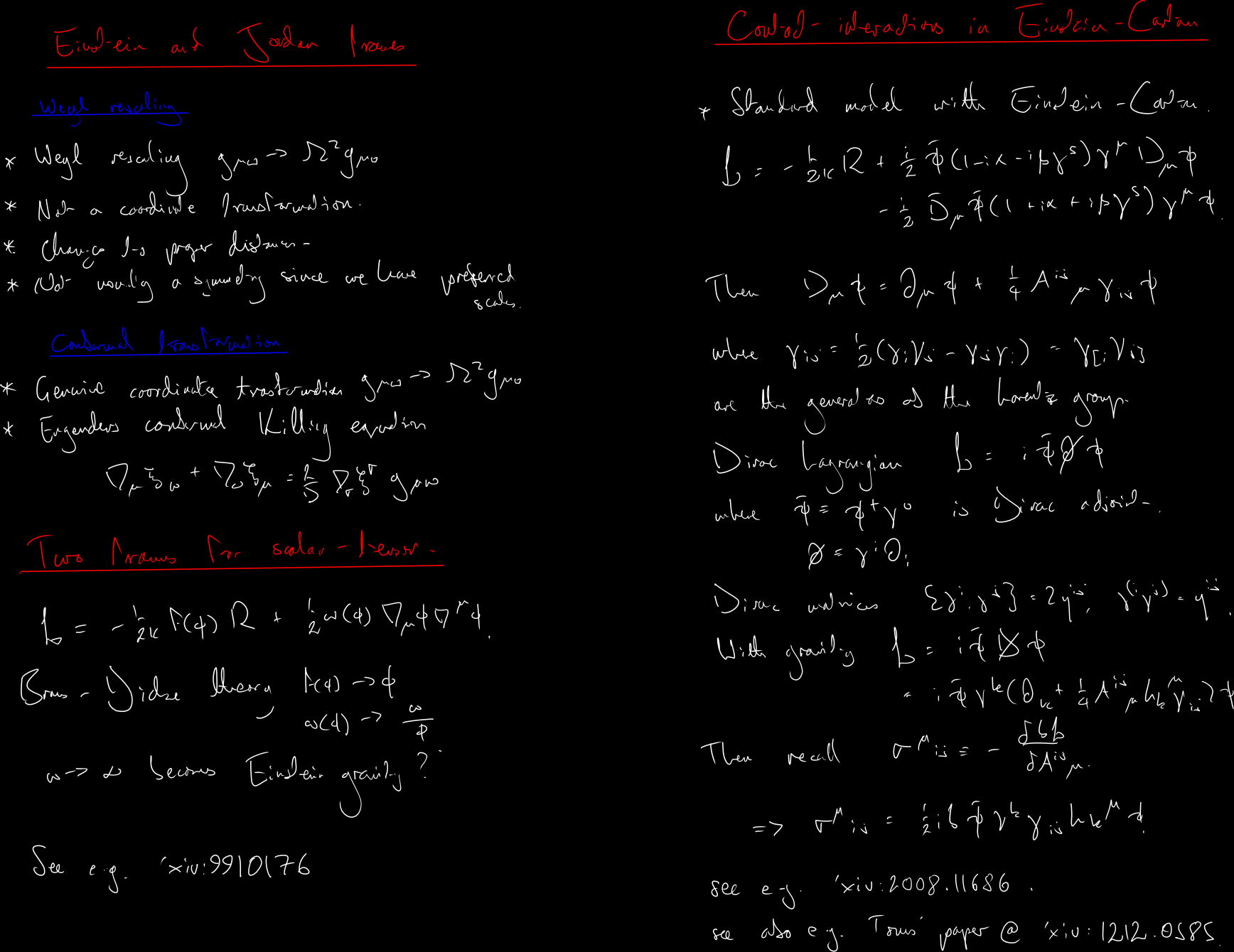 Lecture 4 blackboard - hover to enlarge Methods Lecture 4 (Einstein and Jordan frames) blackboard - hover to enlarge