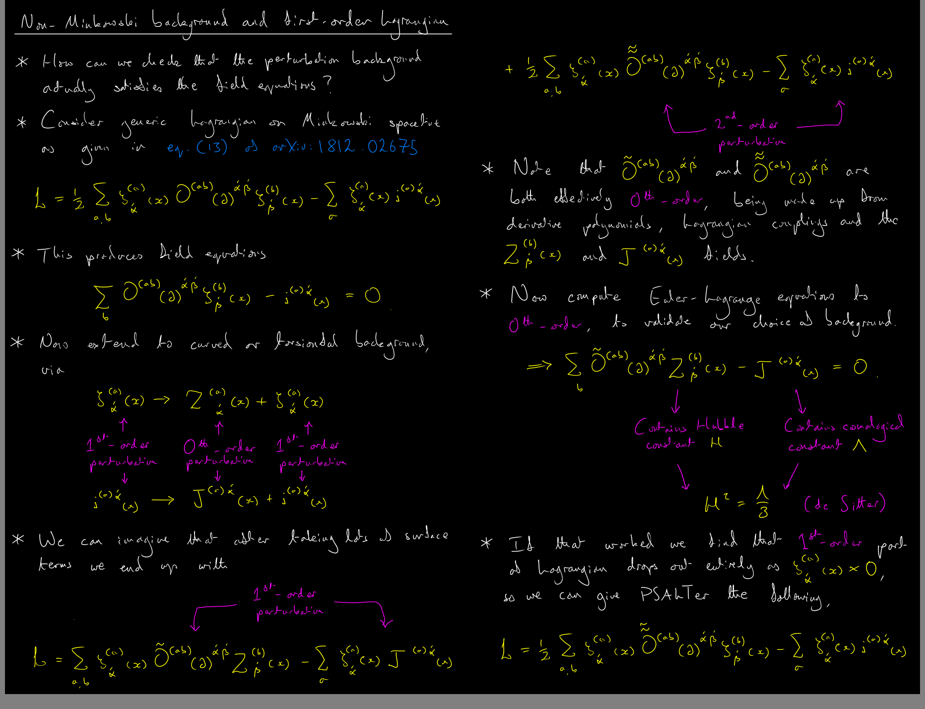Supervision notes on the non-Minkowski background and the first-order Lagrangian. Supervision notes on the non-Minkowski background and the first-order Lagrangian.