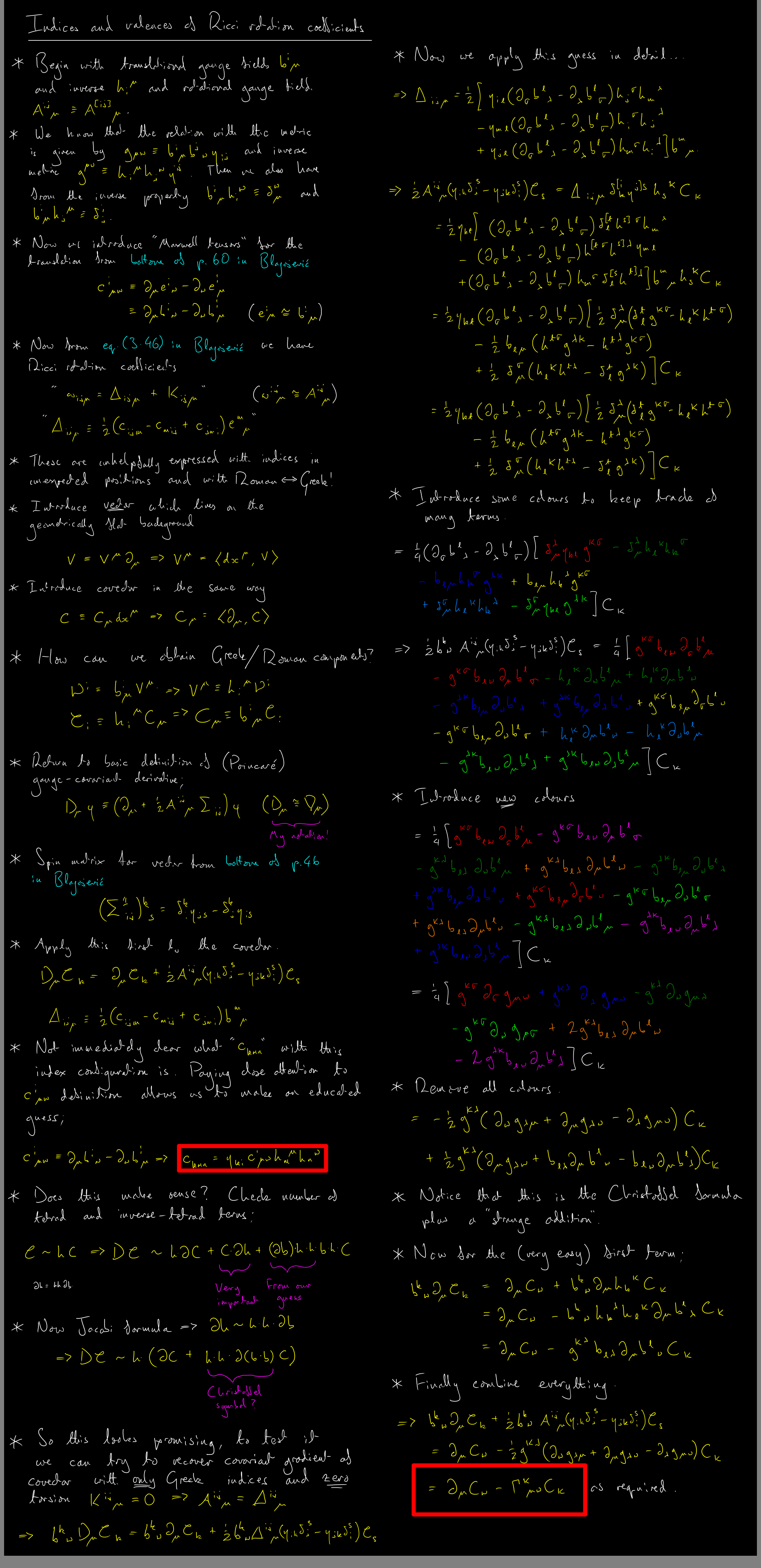 Supervision notes on the Ricci rotation coefficients. Supervision notes on the Ricci rotation coefficients.